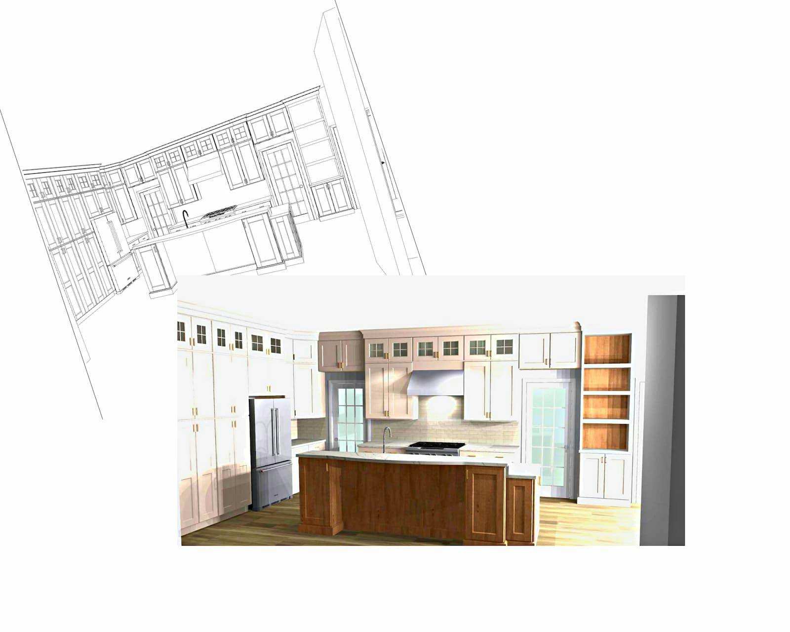 Kitchen Remodeling Graphic showing computer model of kitchen